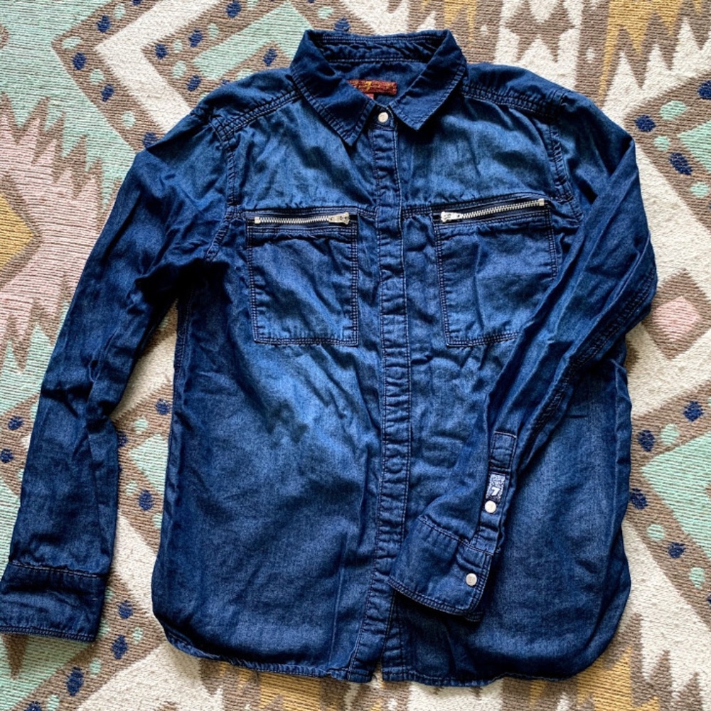 7 For All Mankind Girls Chambray Shirt L